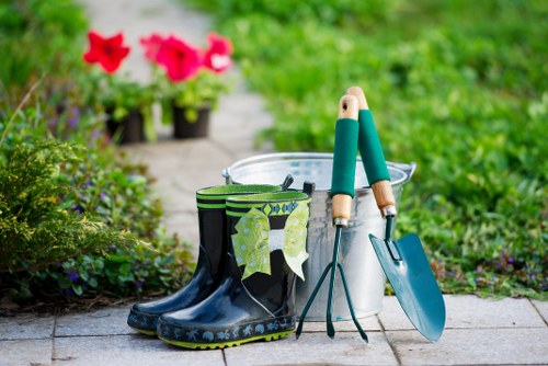 Lawn mowing in Shadwell street garden image